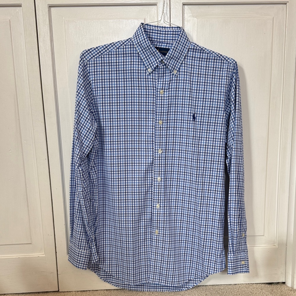 Polo by Ralph Lauren Blue and White Checked Button-Down Shirt